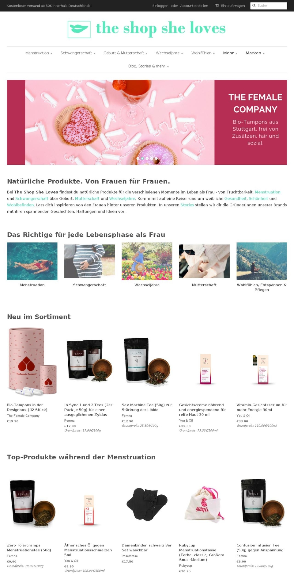 the-shop-she-loves.com — Shopify storefront screenshot