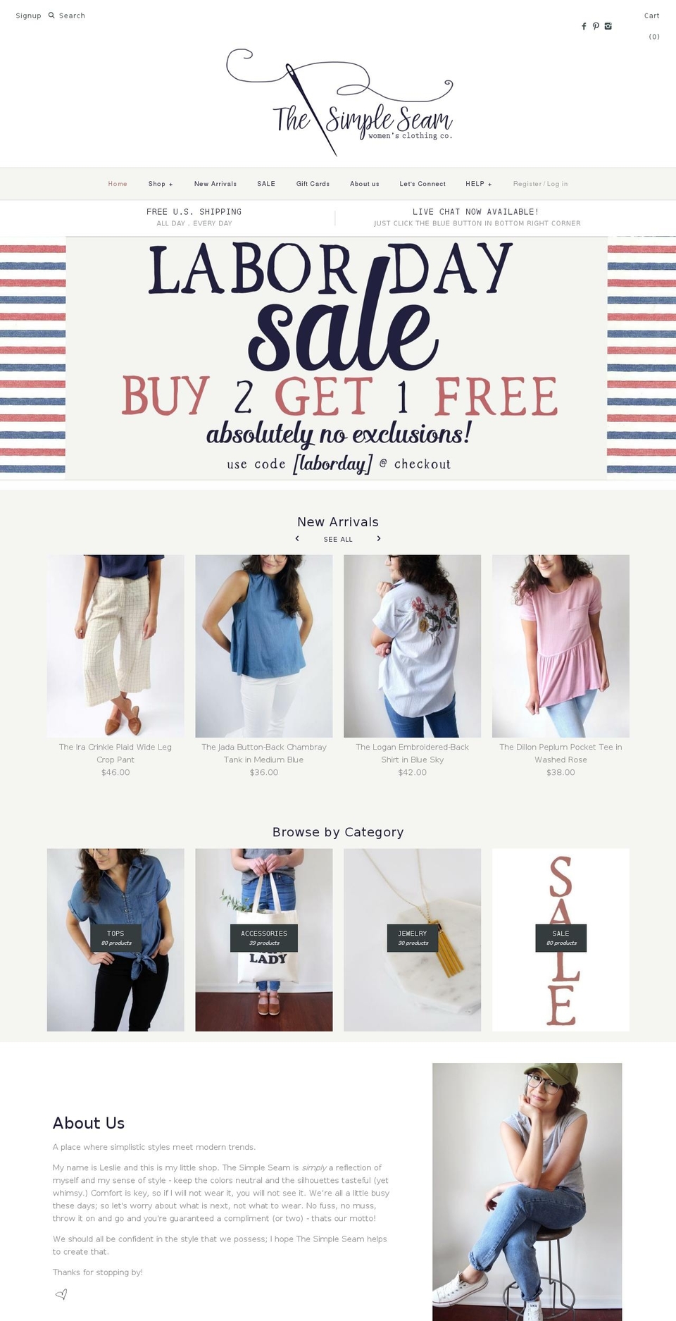 the-simple-seam.com shopify website screenshot