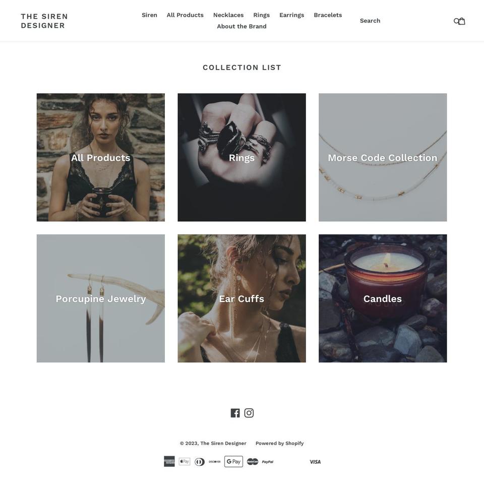 the-siren-designer.myshopify.com shopify website screenshot