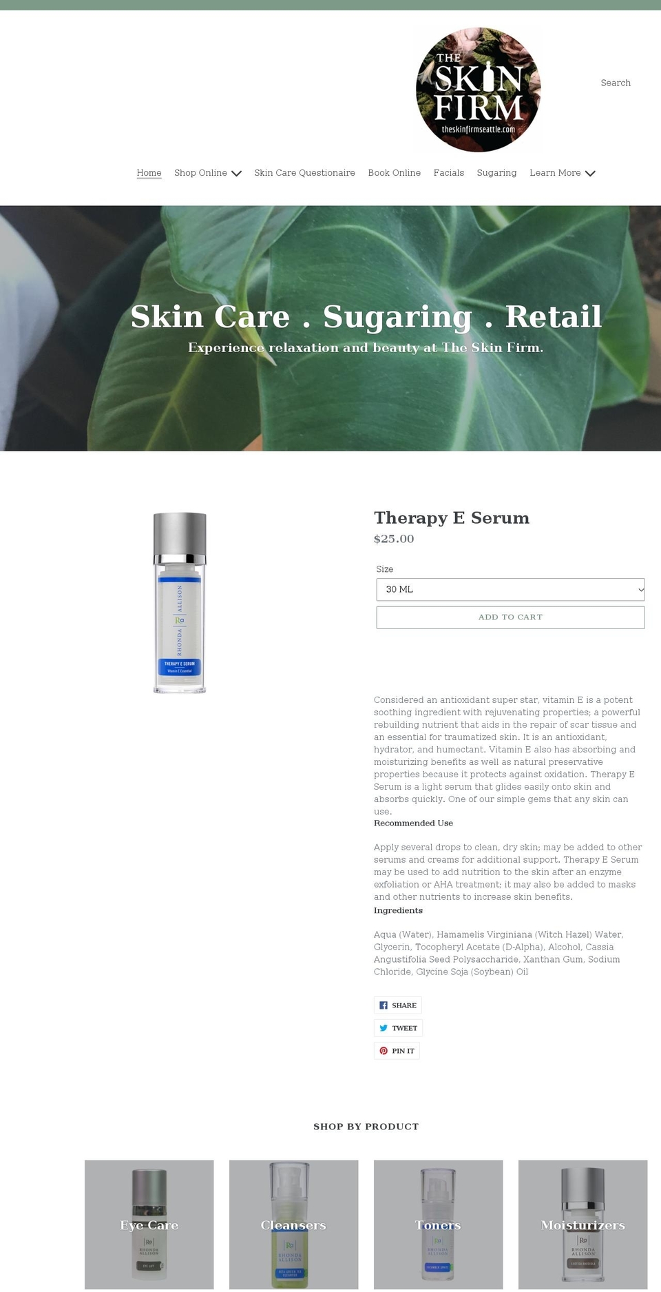 the-skin-firm-seattle.myshopify.com shopify website screenshot