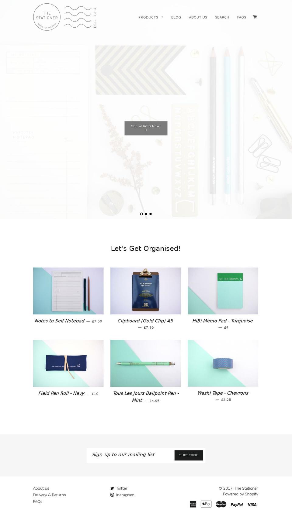 the-stationer.co.uk shopify website screenshot