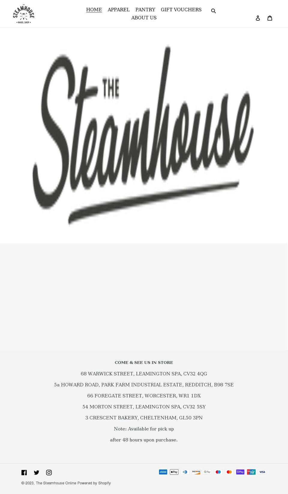 the-steamhouse-merch.myshopify.com shopify website screenshot