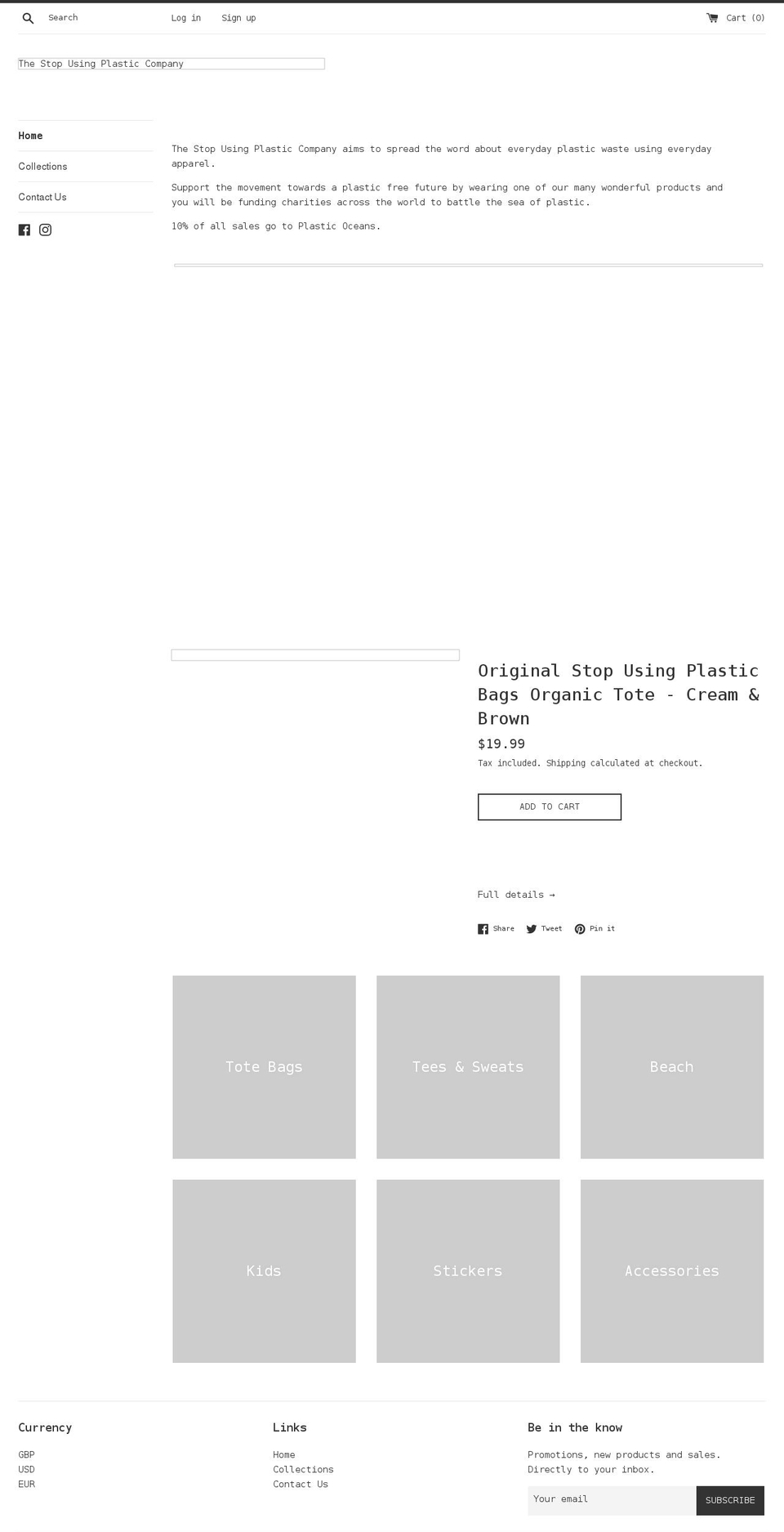 the-stop-using-plastic-company.myshopify.com shopify website screenshot