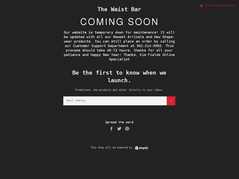 the-waist-bar.myshopify.com shopify website screenshot