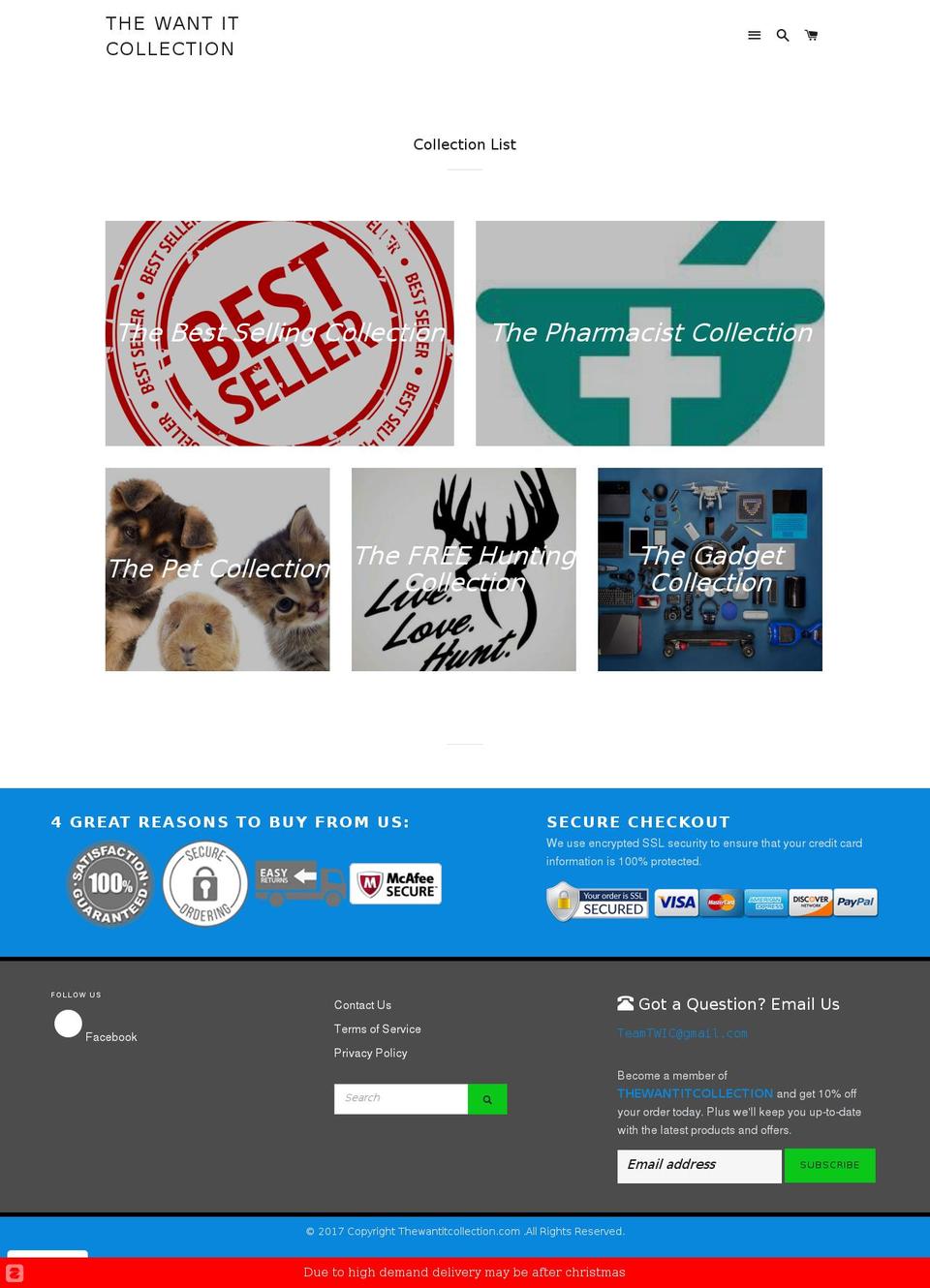 the-want-it-collection.com shopify website screenshot