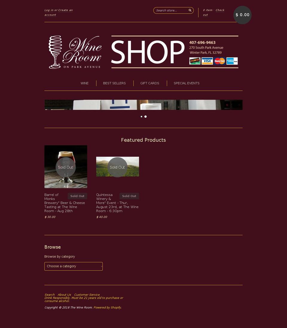 the-wine-room.myshopify.com shopify website screenshot