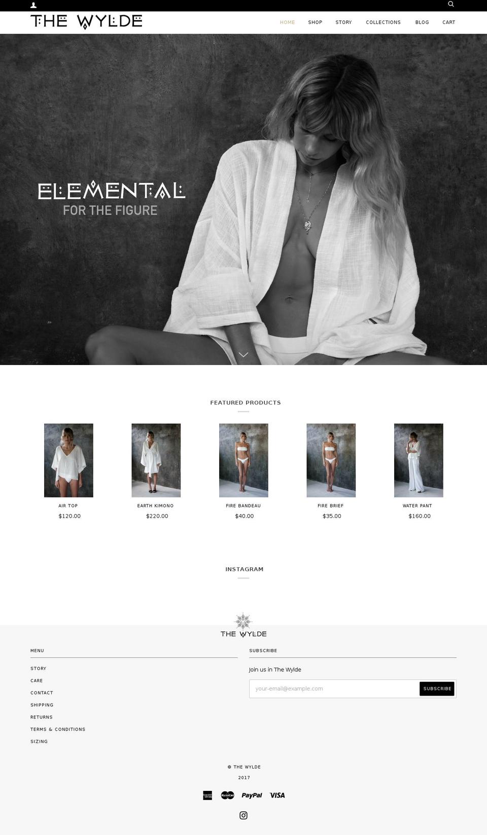 the-wylde.com shopify website screenshot
