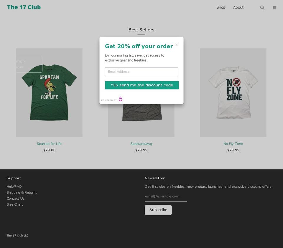 the17club.com — Shopify storefront screenshot