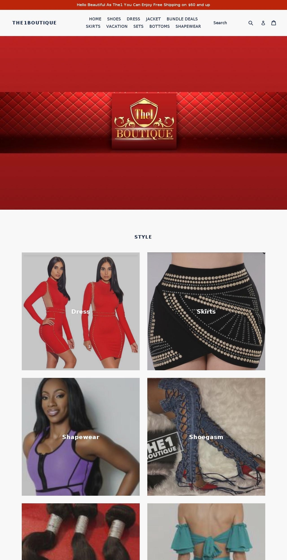 the1boutique.com shopify website screenshot