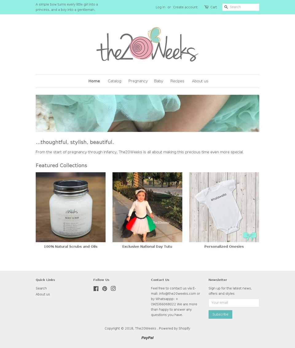 the20weeks.com shopify website screenshot