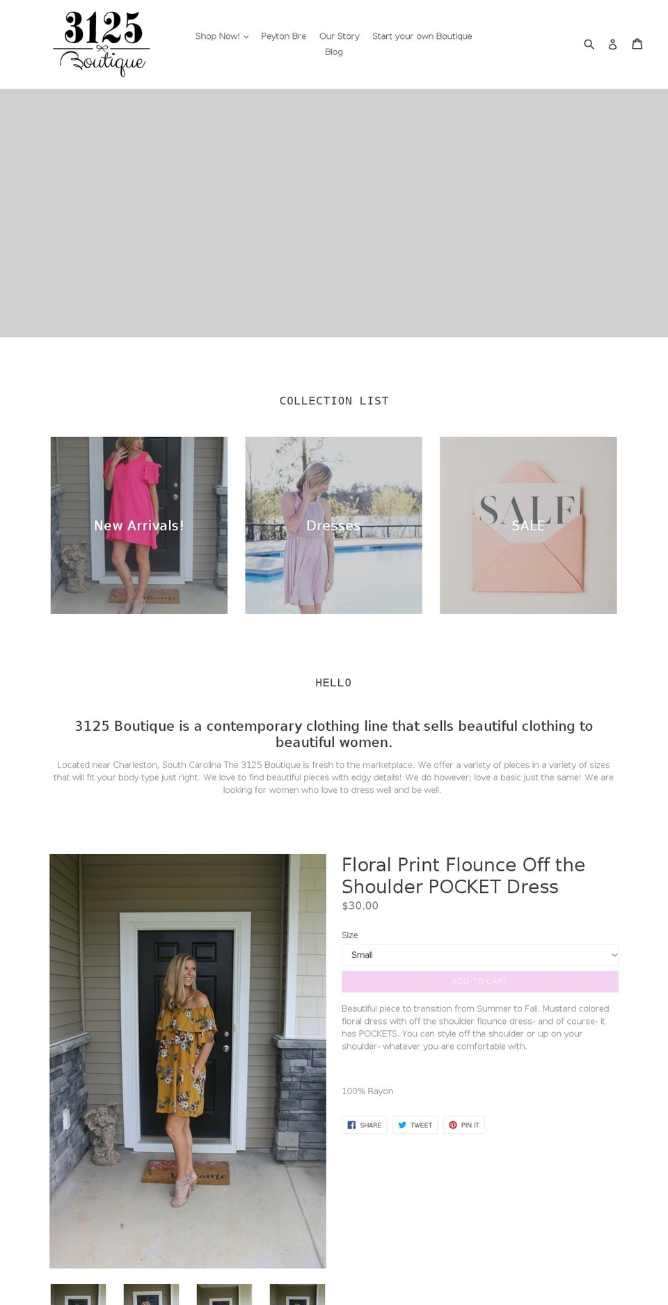 the3125boutique.com — Shopify storefront screenshot