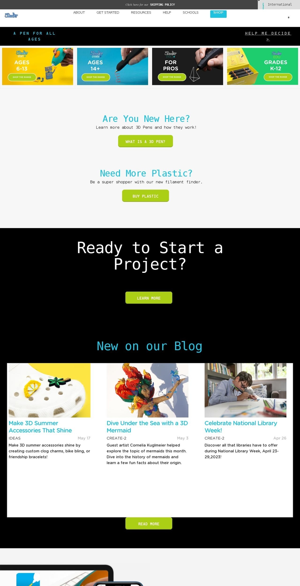the3doodler.myshopify.com — Shopify storefront screenshot