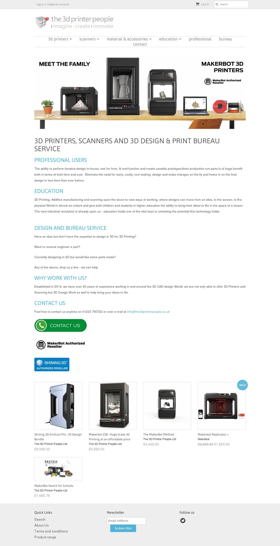 the3dprinterpeople.co.uk shopify website screenshot
