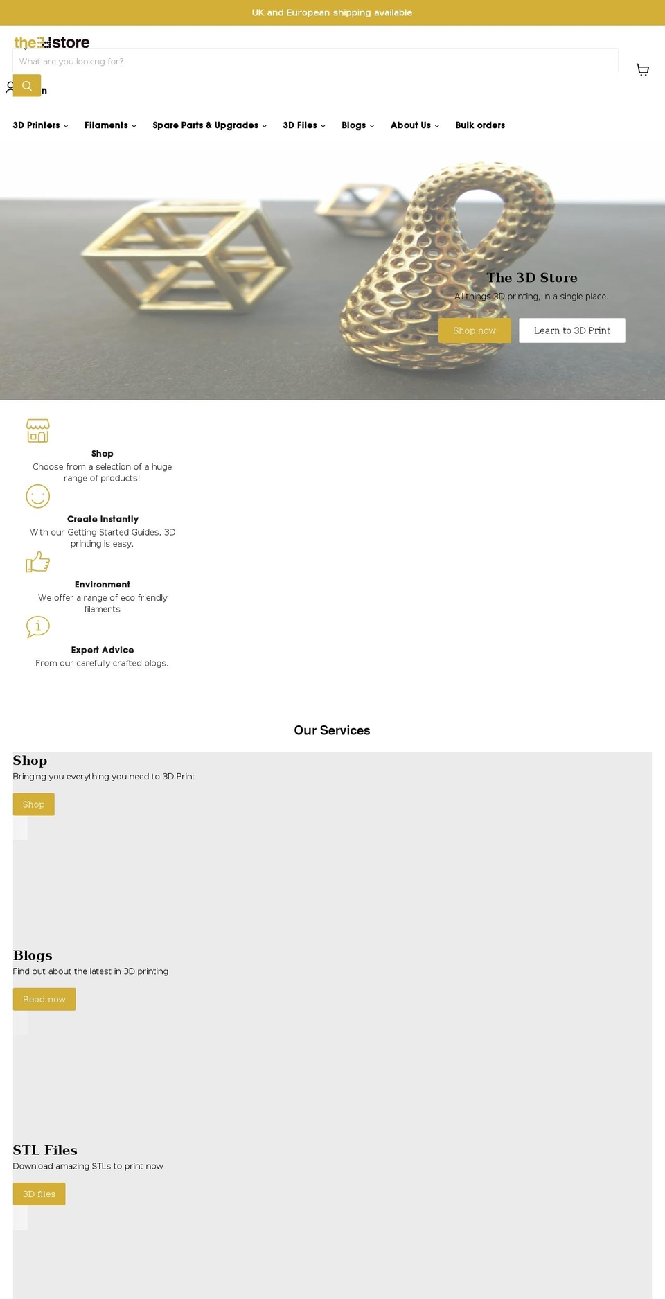 the3dstore.co.uk shopify website screenshot