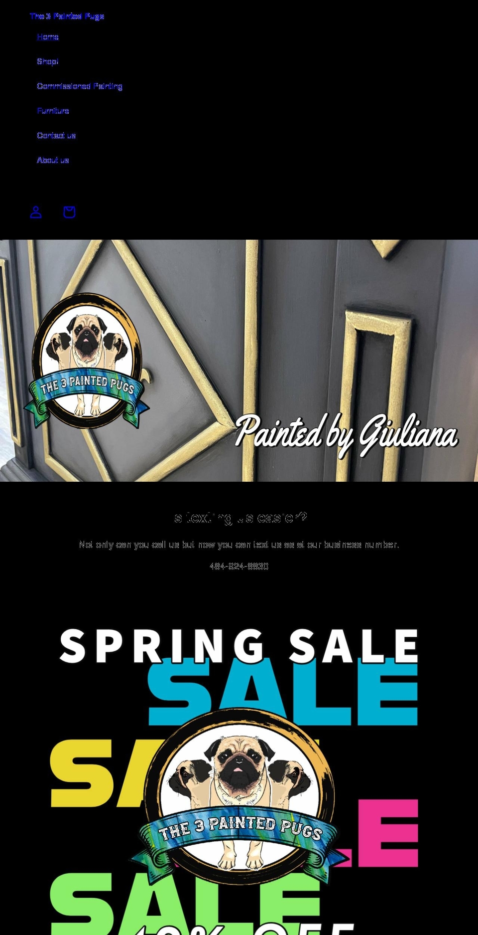 the3paintedpugs.com shopify website screenshot