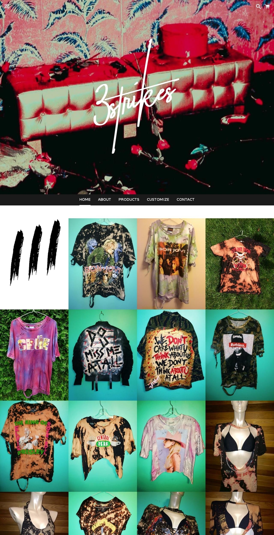 the3strikes.com shopify website screenshot