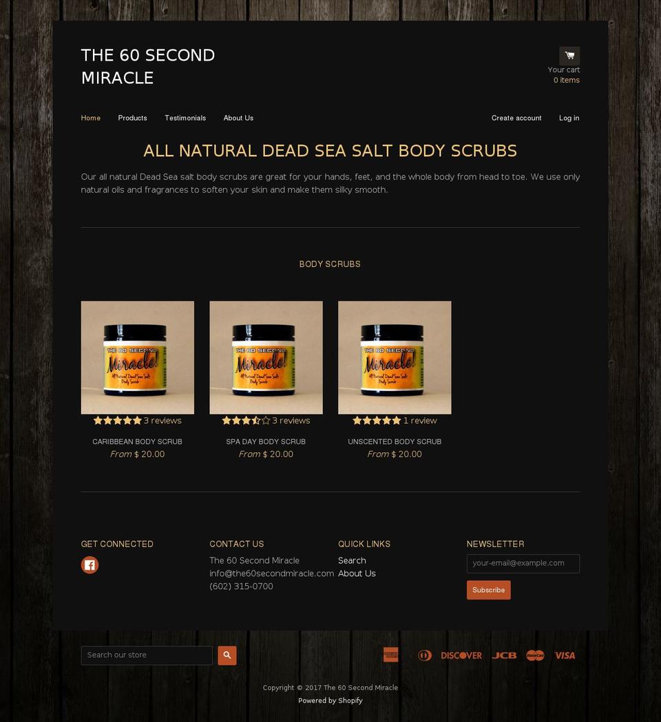 the60secondmiracle.com shopify website screenshot
