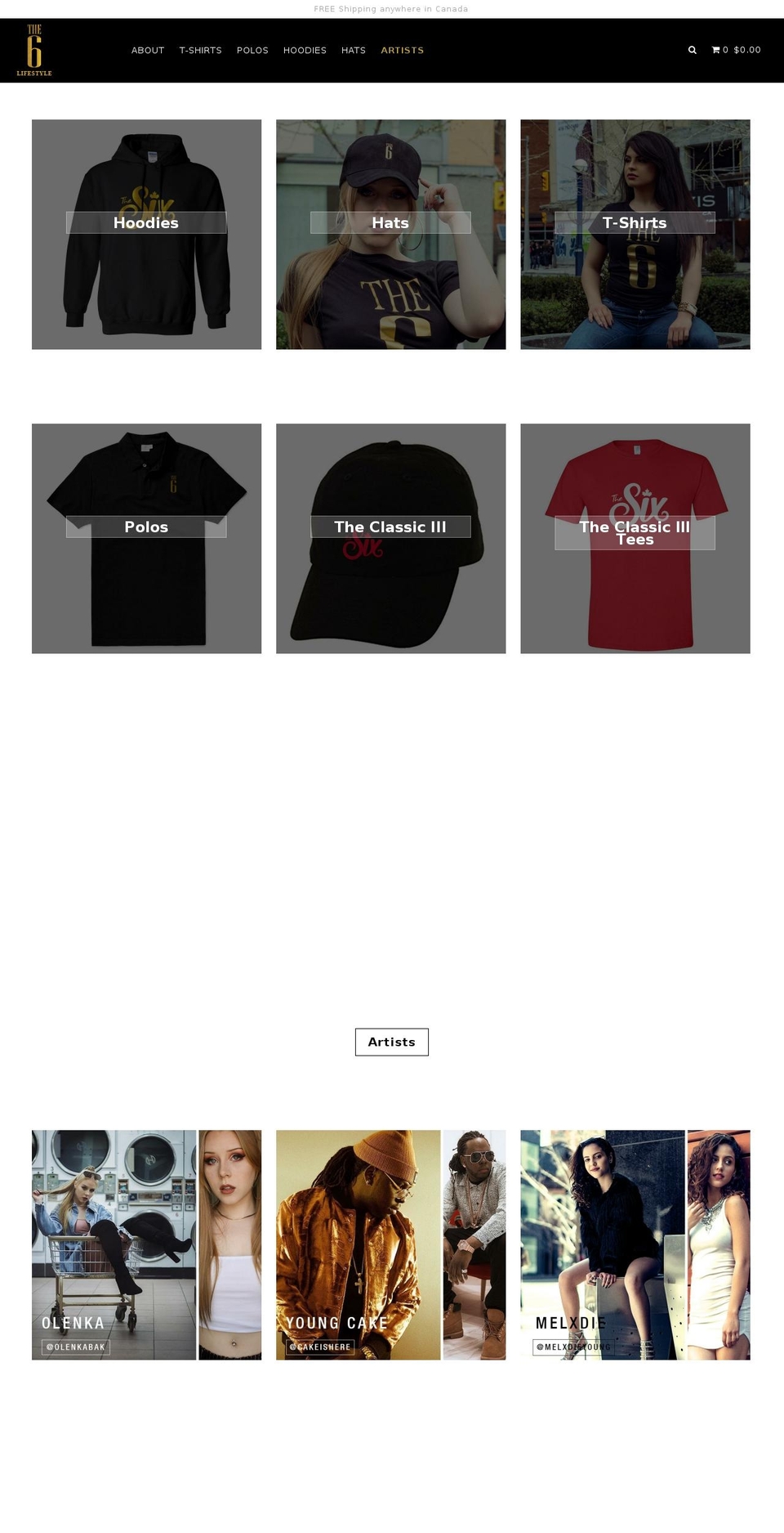 the6clothing.com — Shopify storefront screenshot