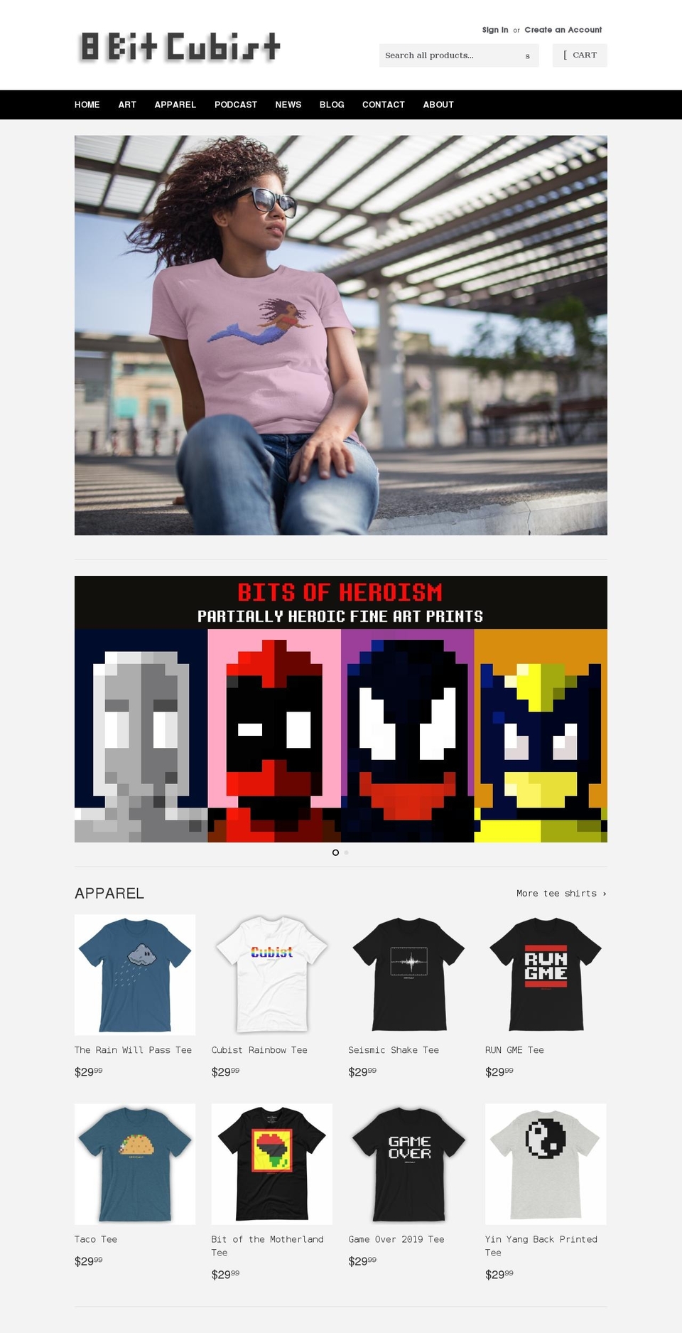 the8bitcubist.com shopify website screenshot
