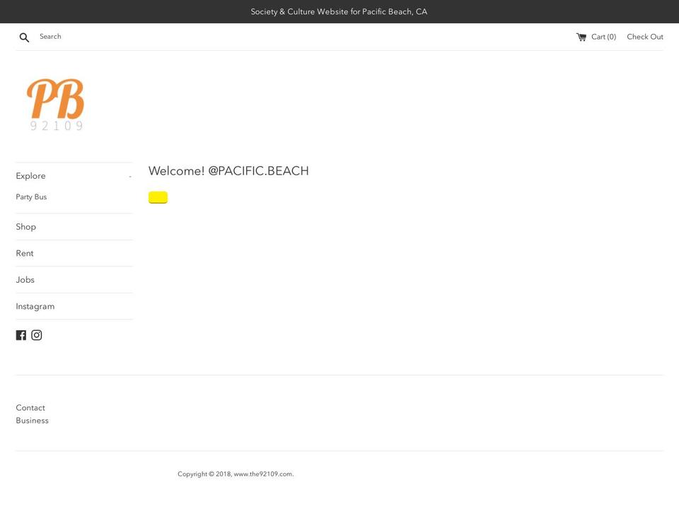 the92109.com — Shopify storefront screenshot