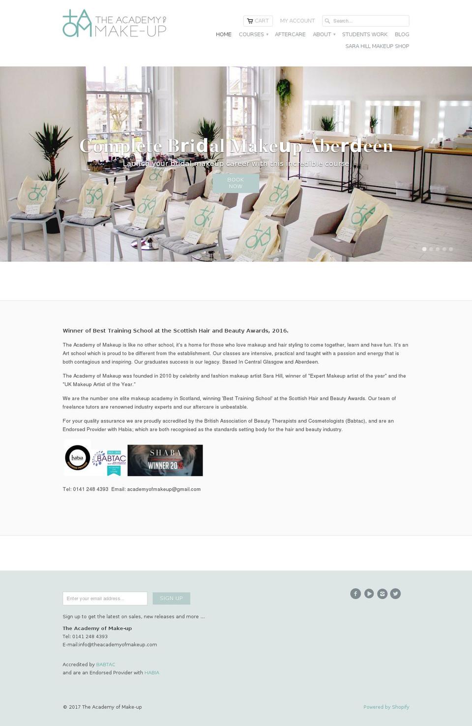 theacademyofmakeup.com shopify website screenshot