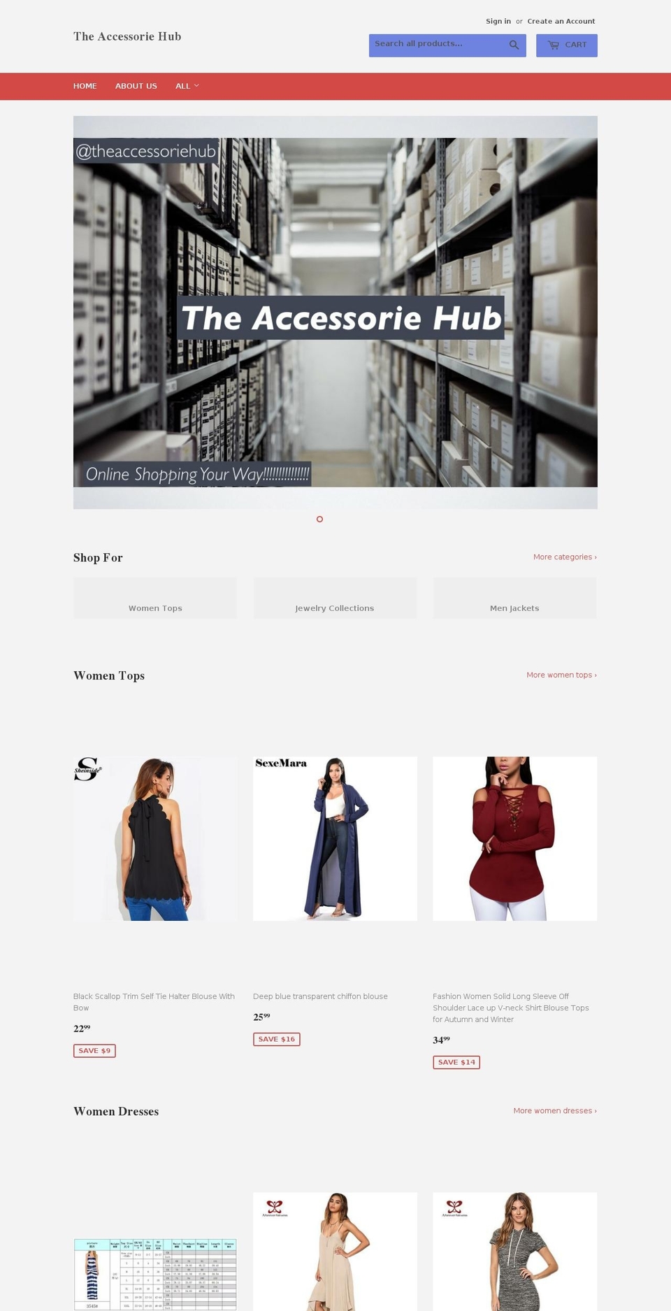 theaccessoriehub.com shopify website screenshot