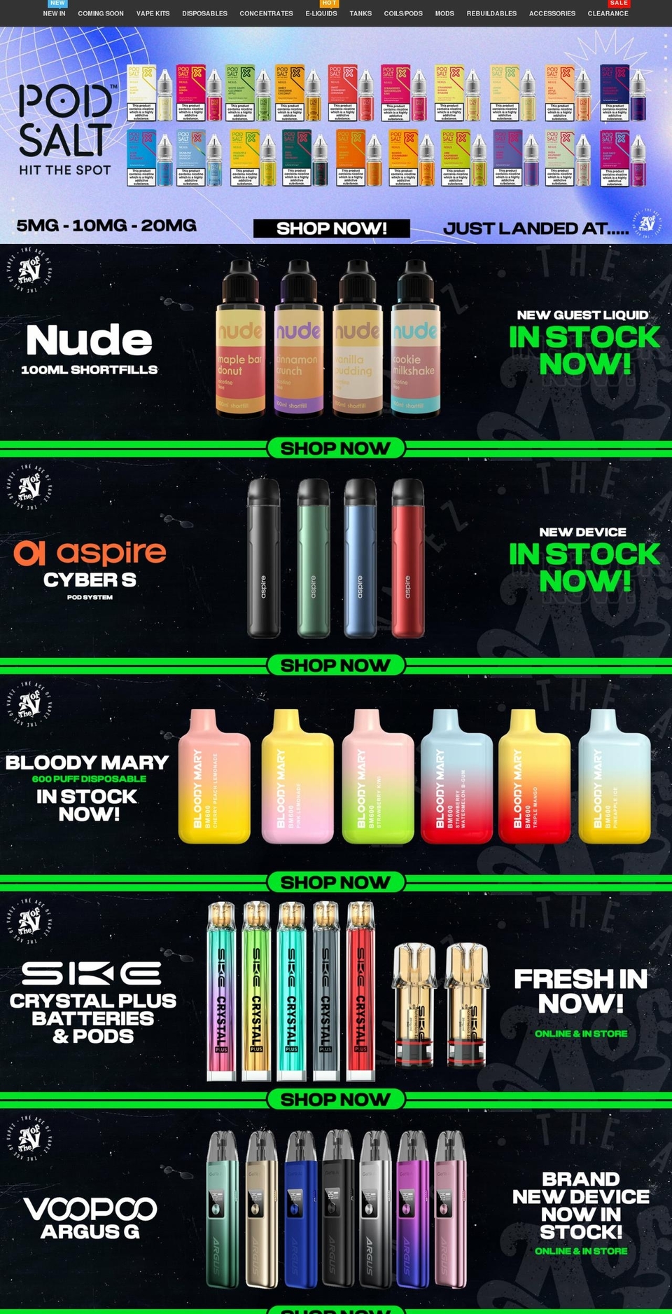 theaceofvapezwholesale.co.uk shopify website screenshot