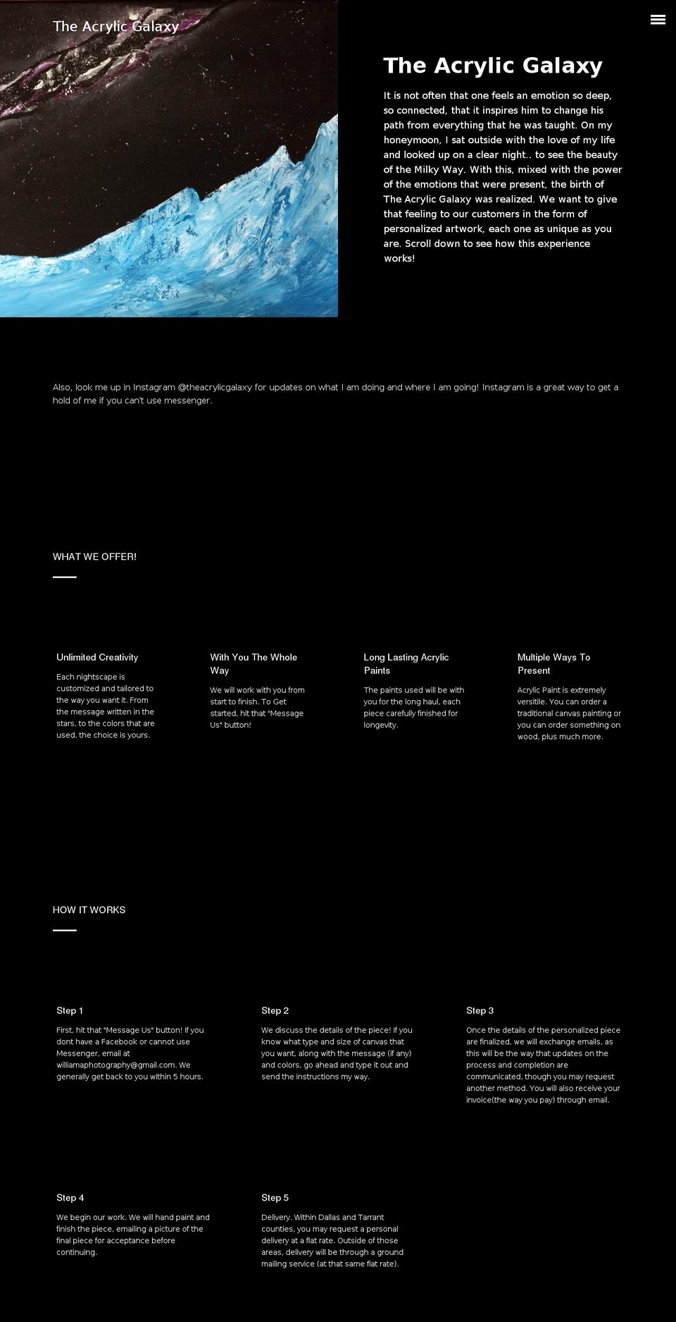 theacrylicgalaxy.com shopify website screenshot