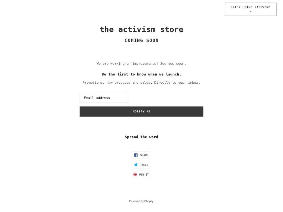 theactivismstore.com shopify website screenshot