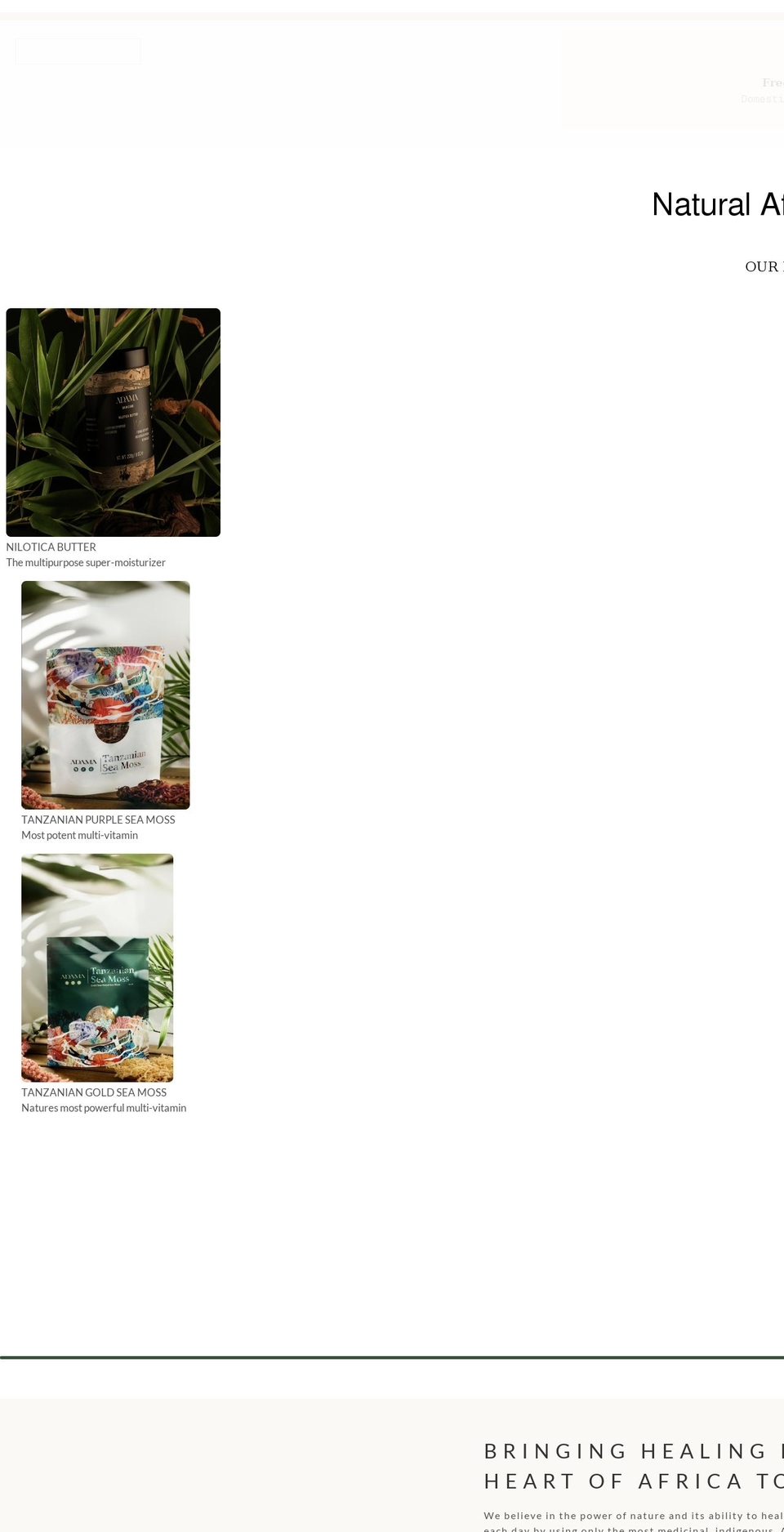 theadamashop.com shopify website screenshot