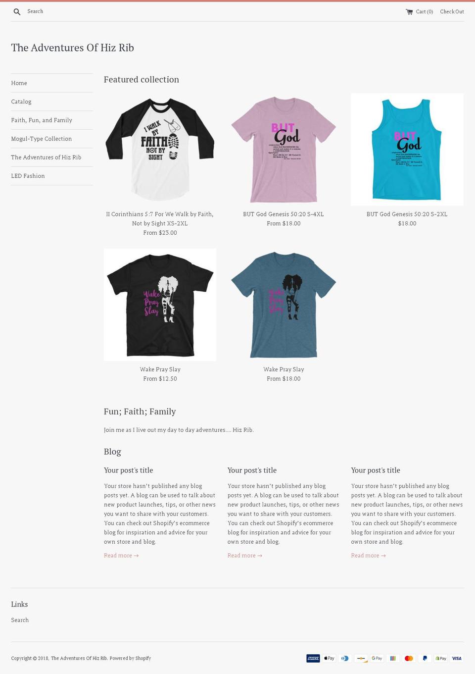 theadventuresofhizrib.com shopify website screenshot
