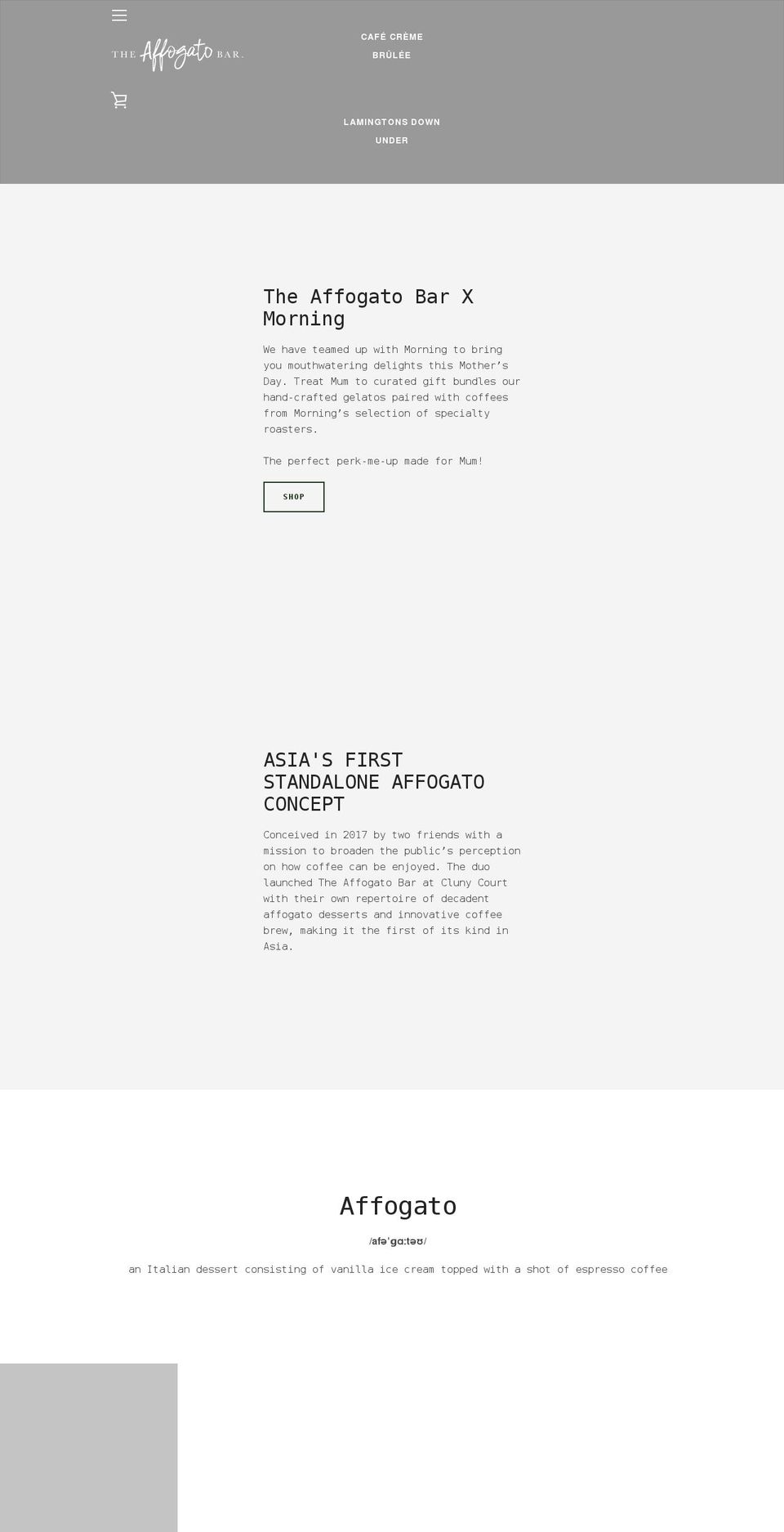 theaffogatobar.com shopify website screenshot