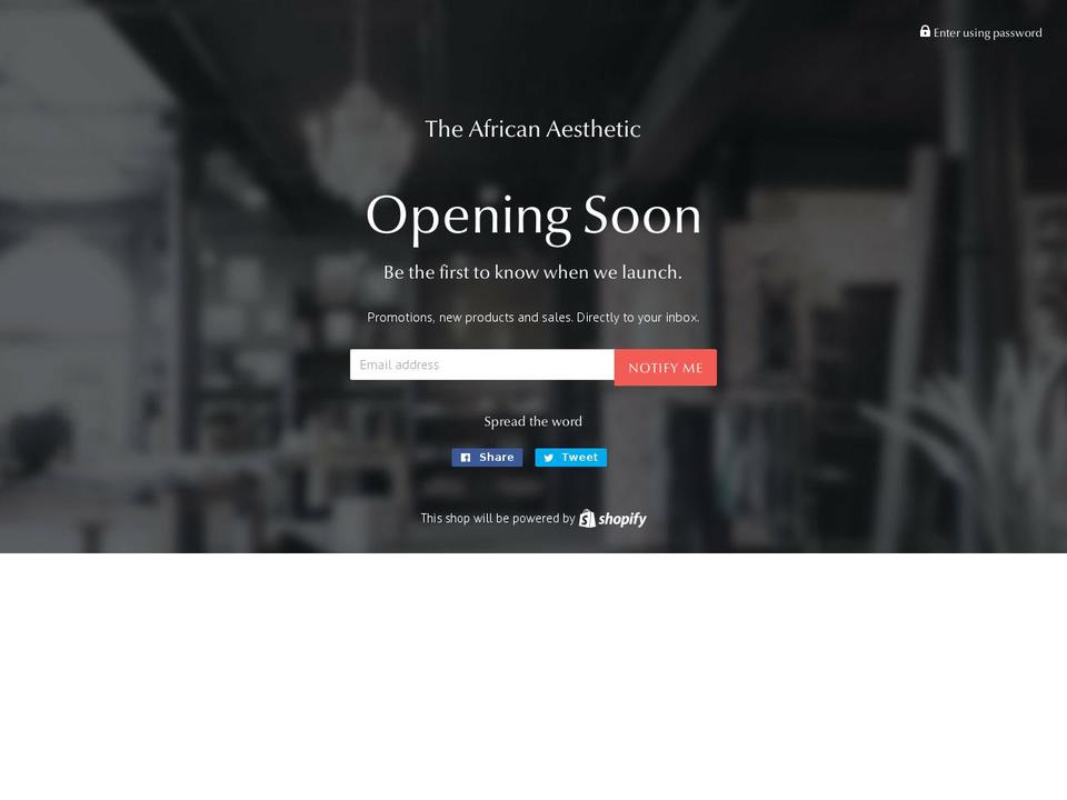 theafricanaesthetic.com — Shopify storefront screenshot