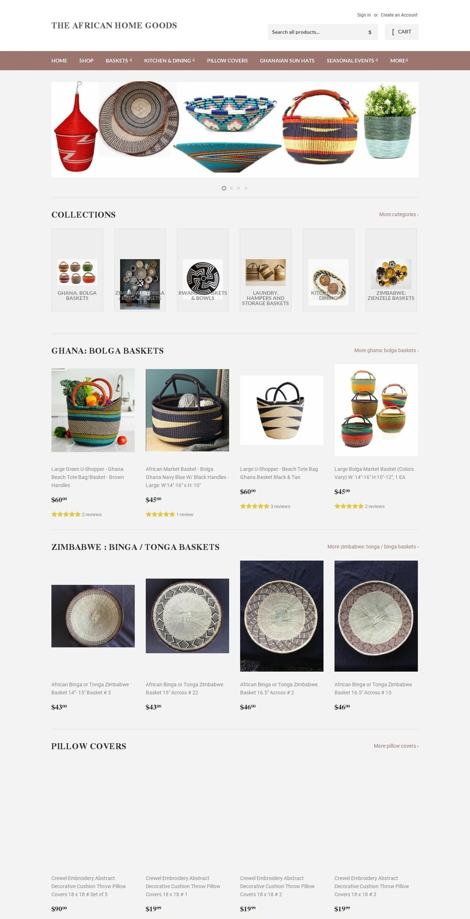theafricanhomegoods.com — Shopify storefront screenshot