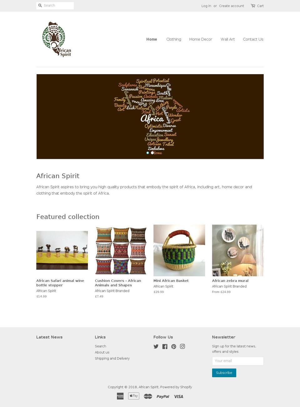 theafricanspirit.com — Shopify storefront screenshot