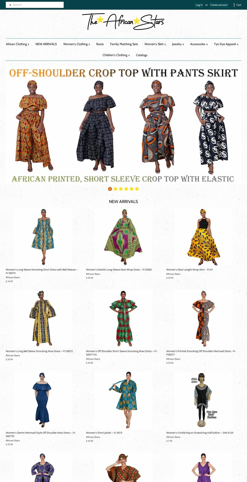 theafricanstars.com shopify website screenshot