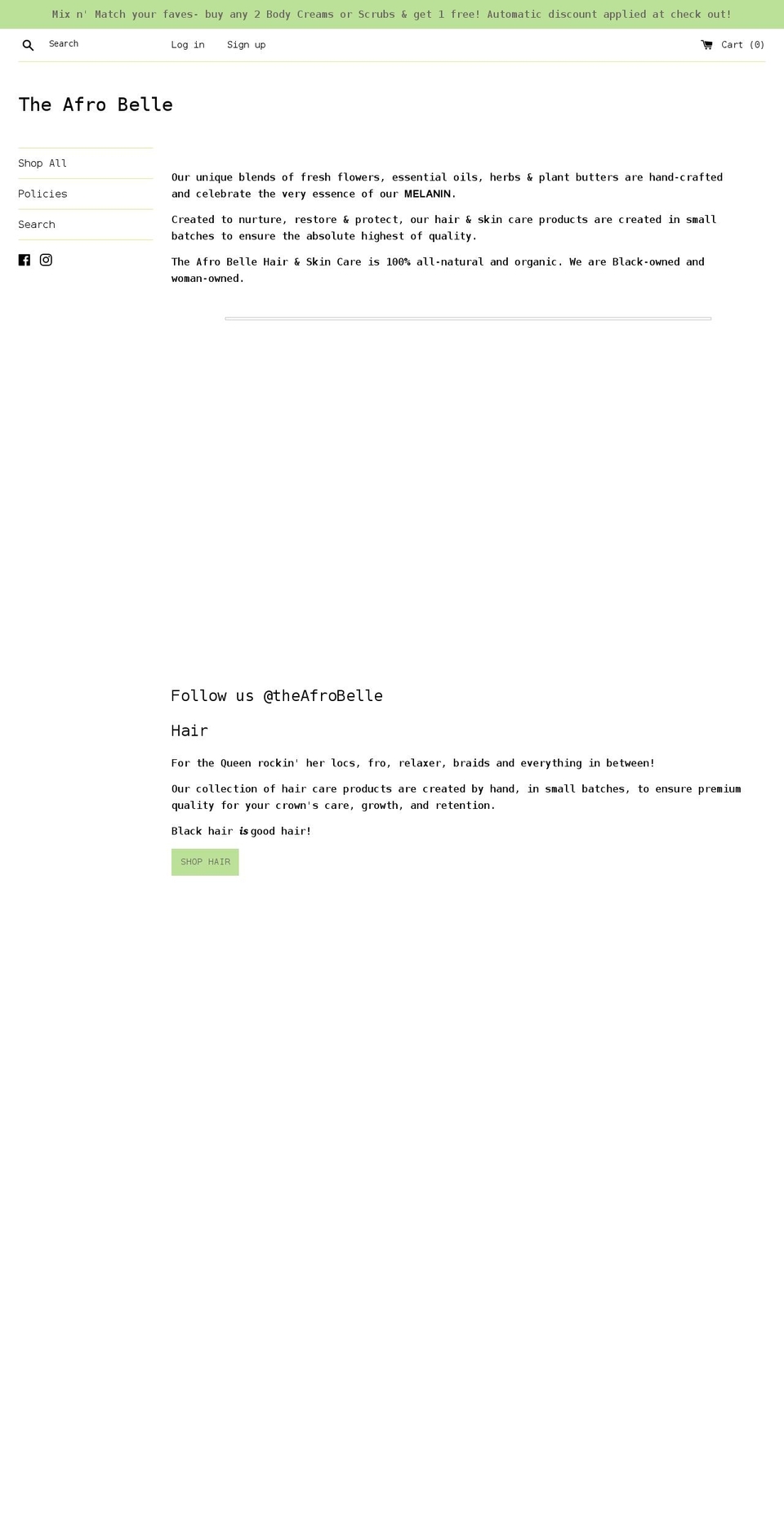 theafrobelle.com shopify website screenshot