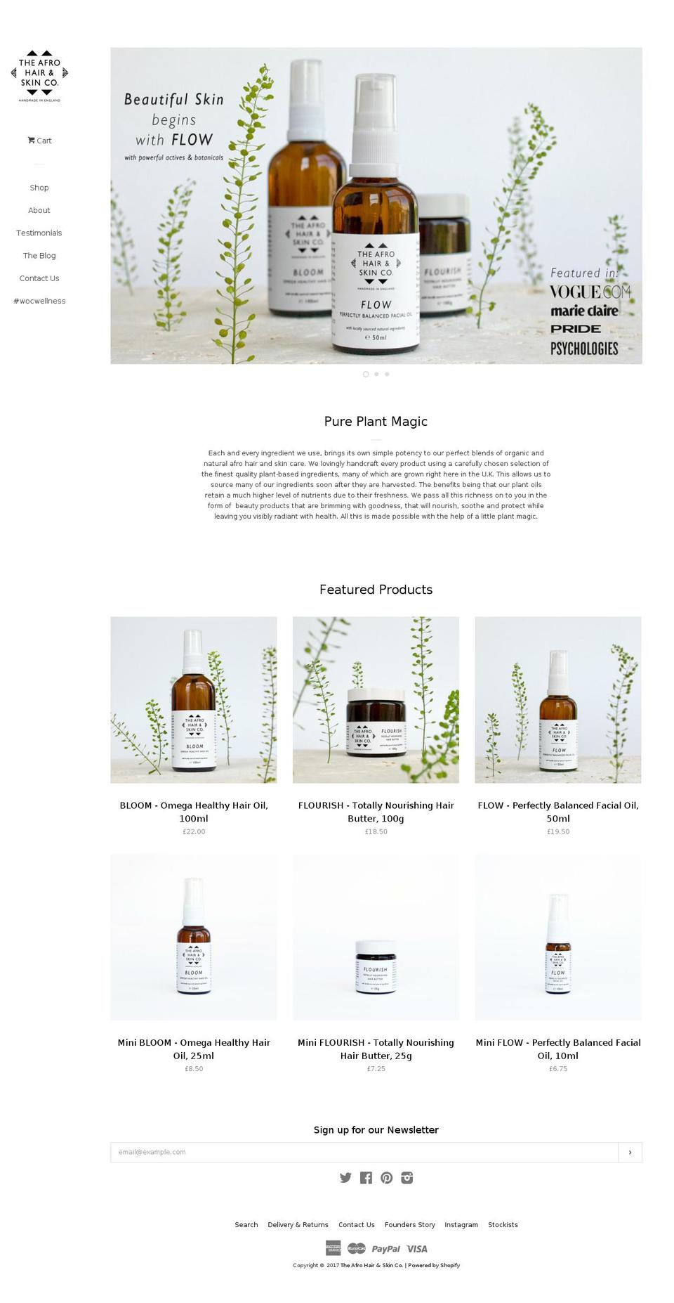 theafrohairandskincompany.com shopify website screenshot