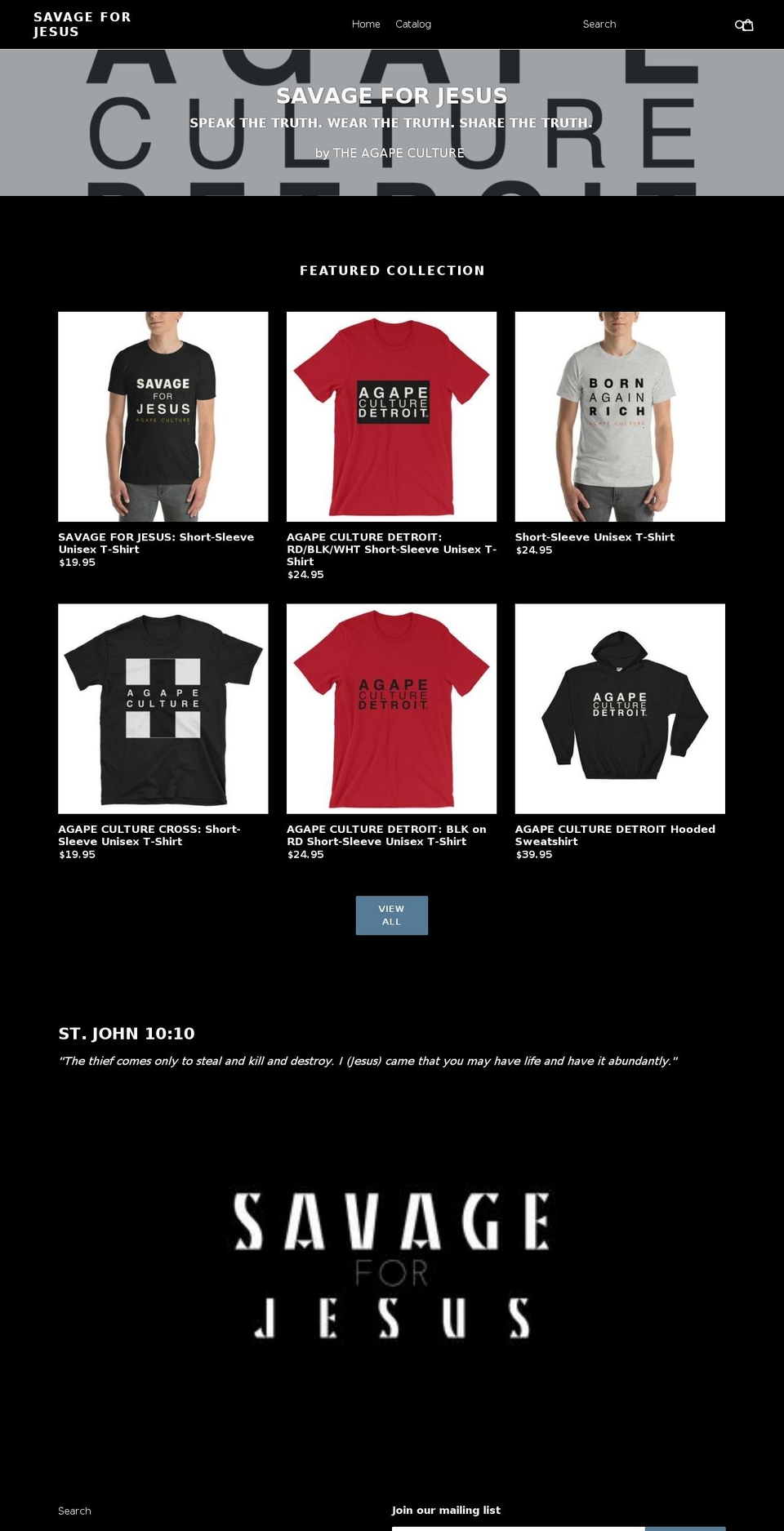 theagapeculture.com — Shopify storefront screenshot