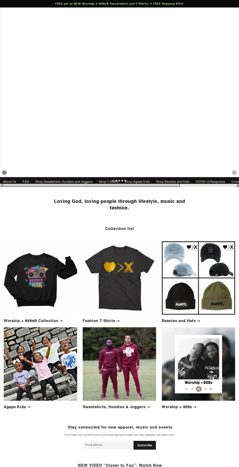 theagapemusicgroup.com shopify website screenshot
