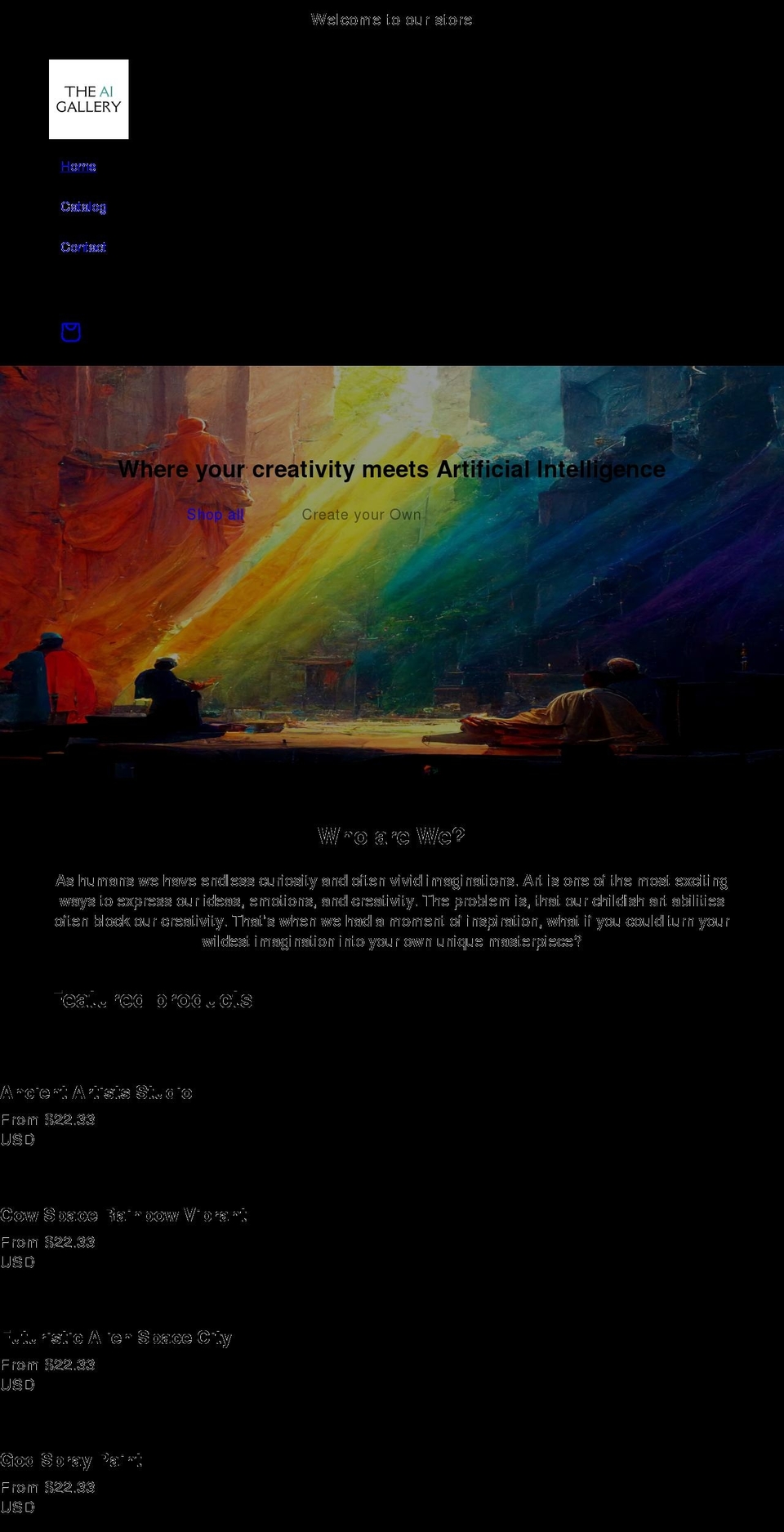 theaigallery.com shopify website screenshot