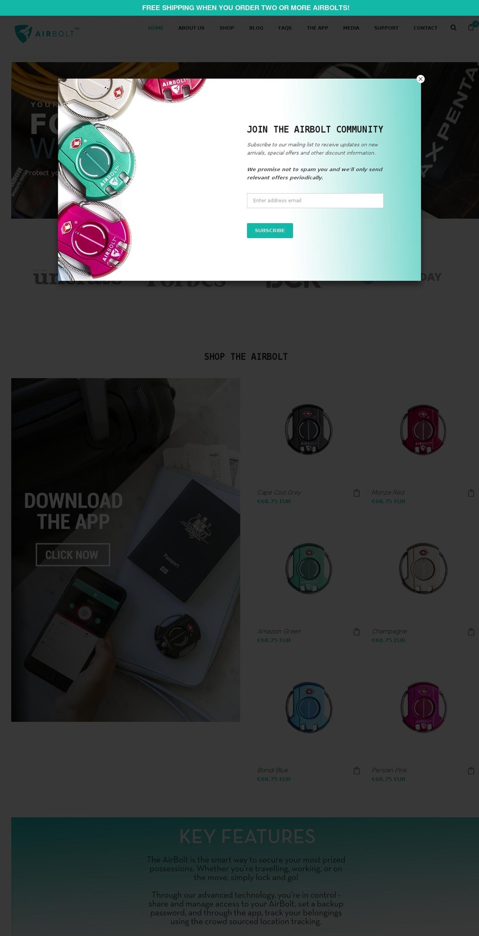 theairbolt.com shopify website screenshot