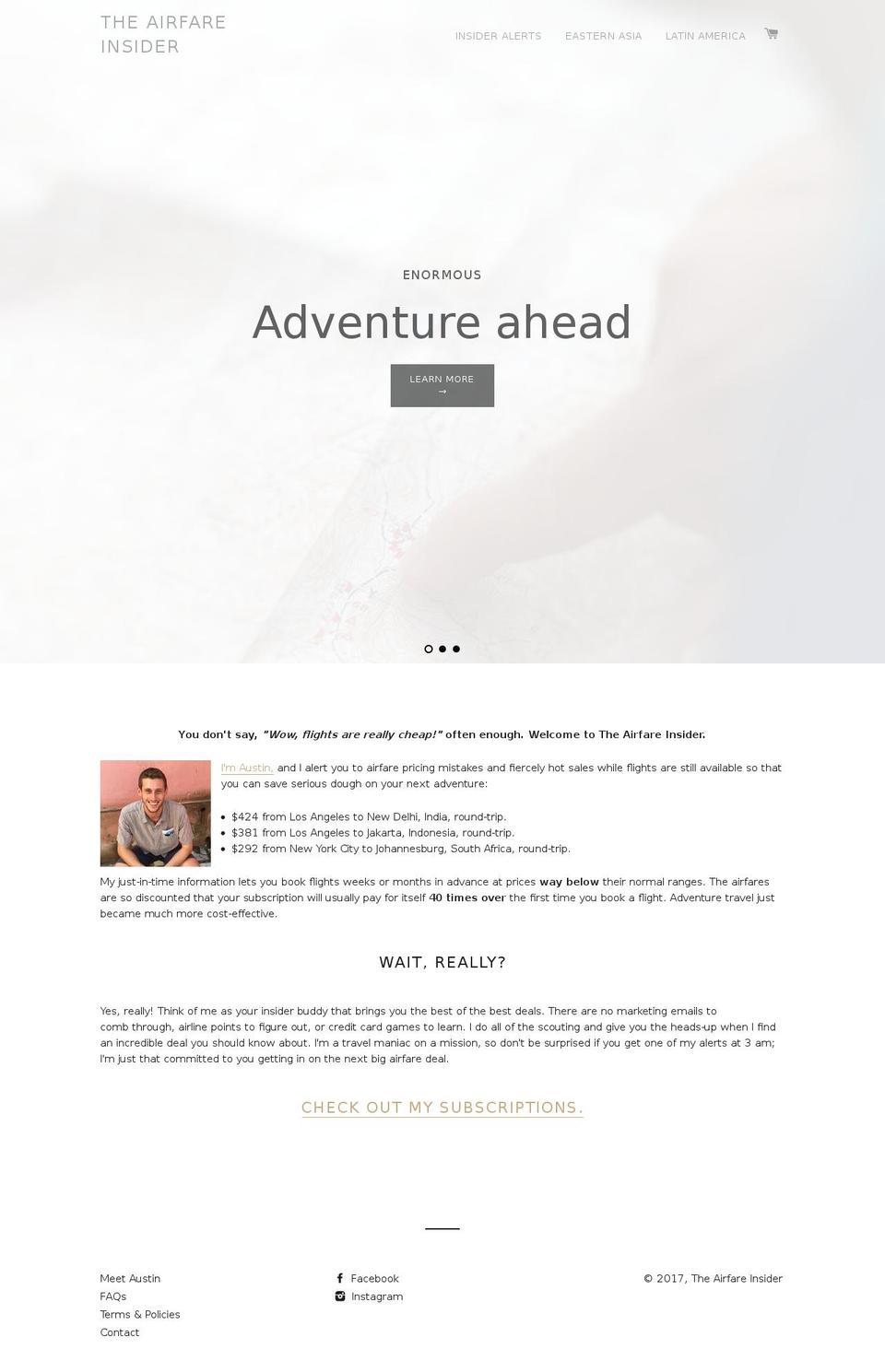 theairfareinsider.com shopify website screenshot