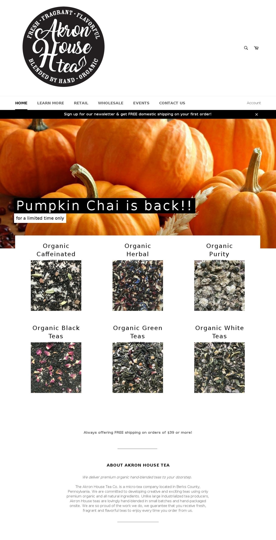 theakronhouseteaco.com shopify website screenshot