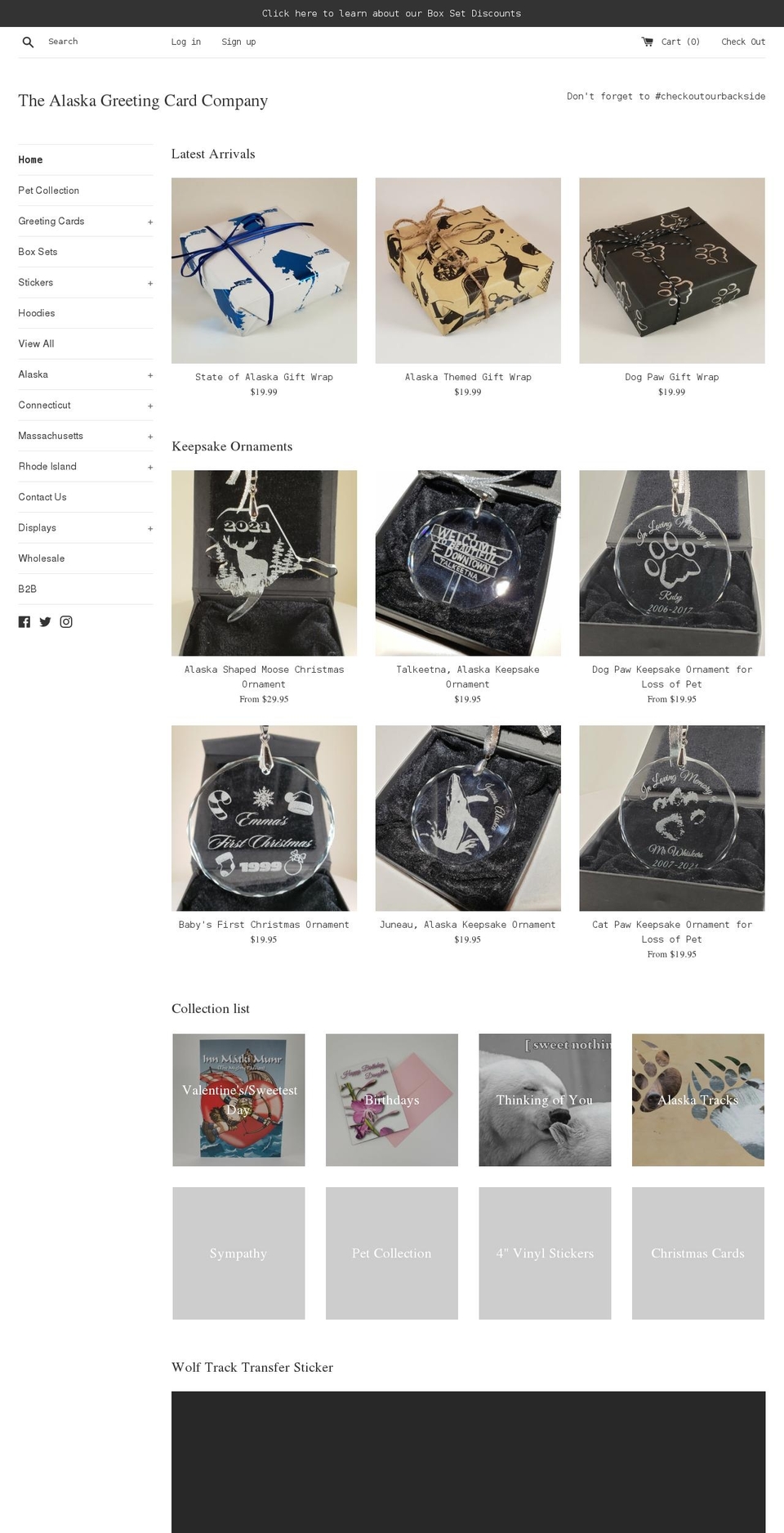 thealaskagreetingcardcompany.com shopify website screenshot