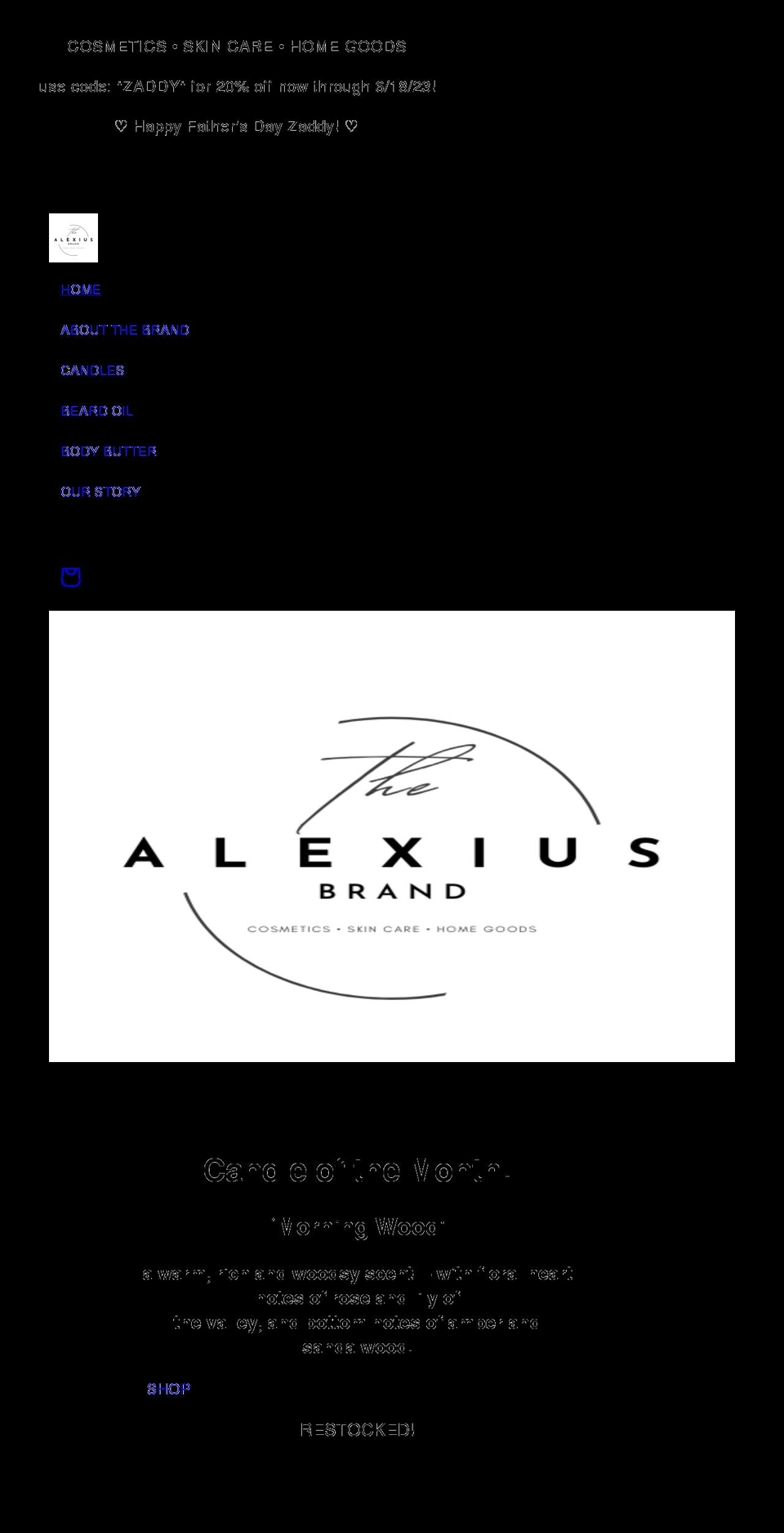 thealexiusbrand.com shopify website screenshot