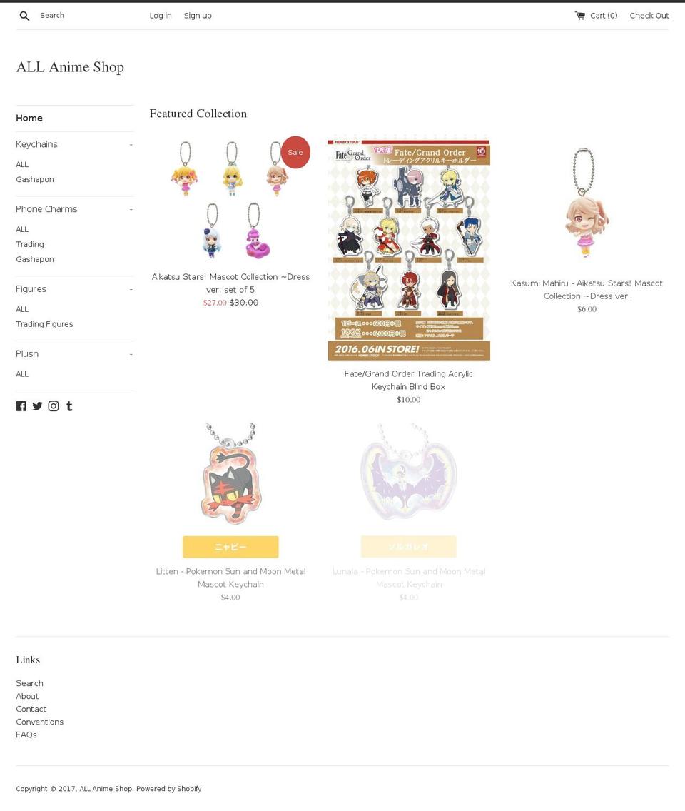 theallanimeshop.com shopify website screenshot