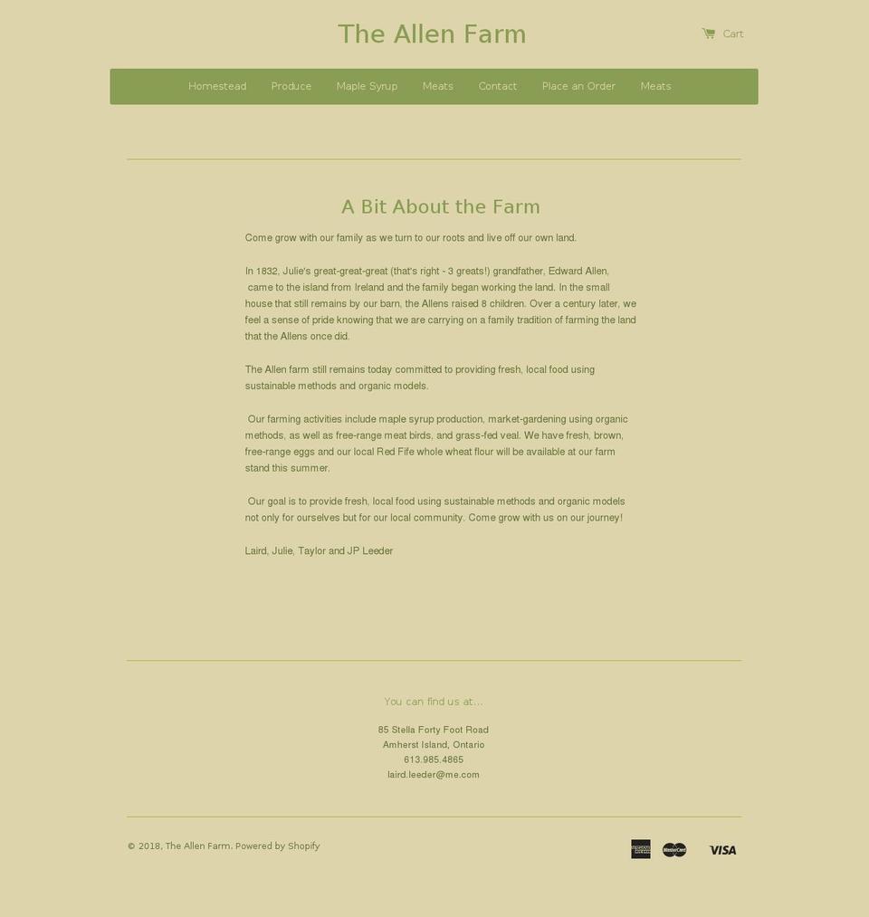 theallenfarm.ca shopify website screenshot