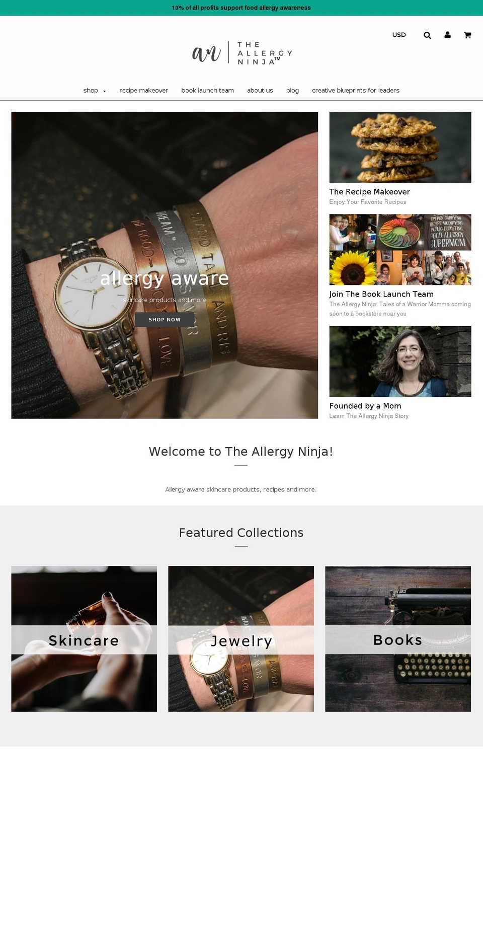 theallergyninja.com shopify website screenshot