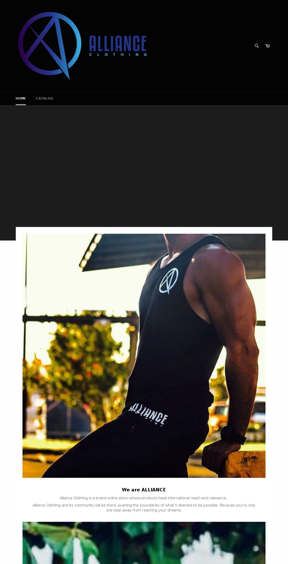 theallianceclothingbrand.com — Shopify storefront screenshot